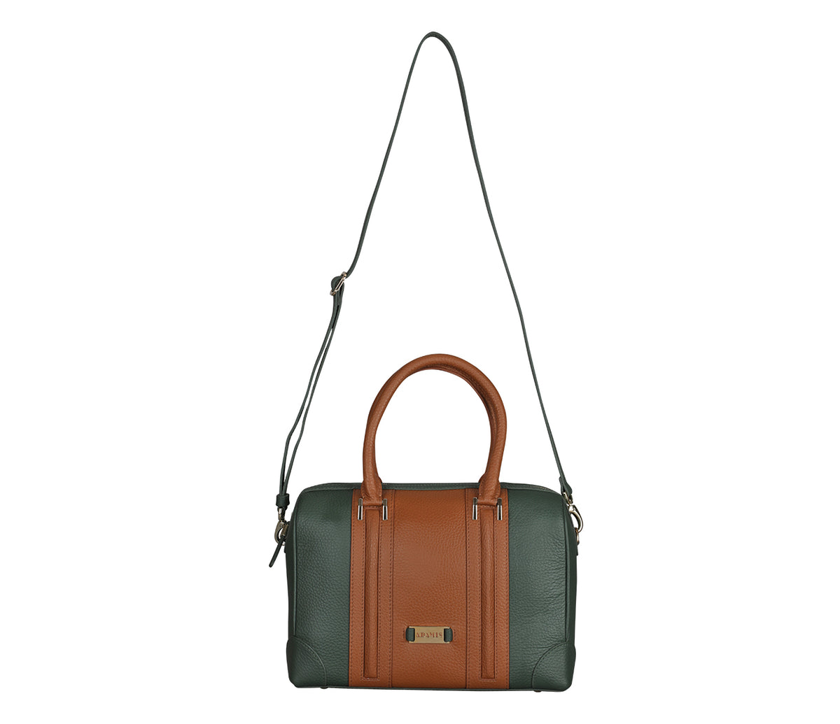 Christa Shoulder Work Bag - Green / Tan