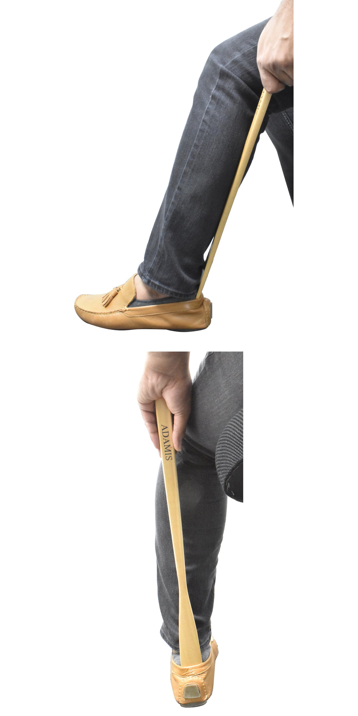 Shoe Horn In Beautiful Wood Finish With Adamis Signature-Beige
