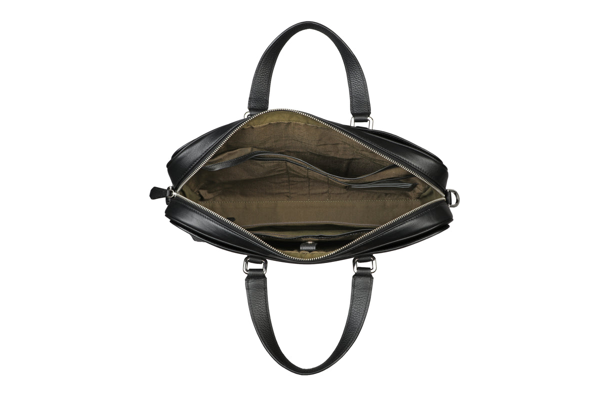 Antonio Laptop, Portfolio Office Executive Bag in Genuine Leather - Black