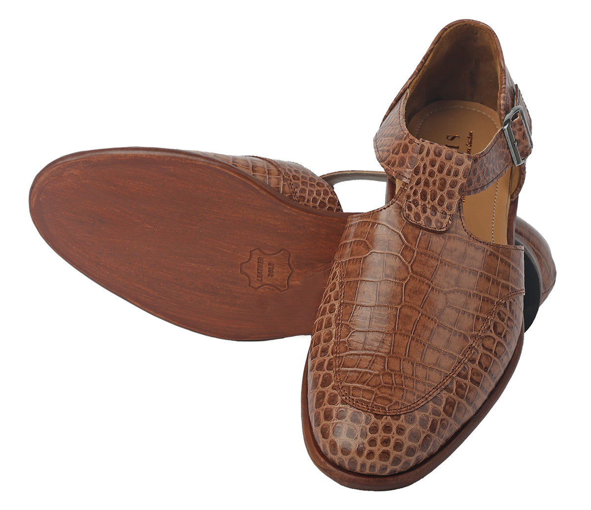 Sandal with Side Adjustable Buckle - Tan