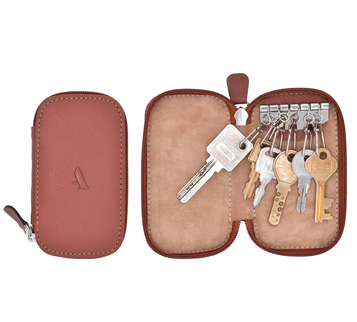 Keycase with Zipper Closing - Tan