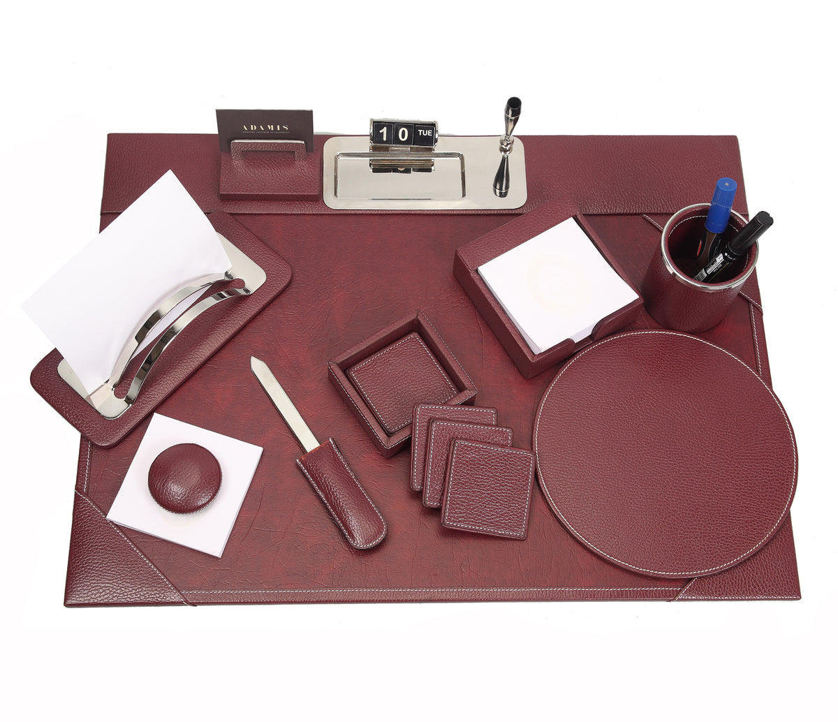Office Desk Set Organiser - Wine