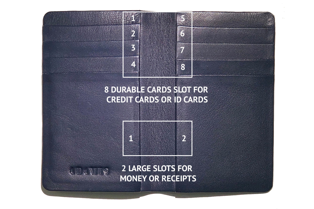 Sleek Vertical Bi-fold Credit Card Wallet-Blue