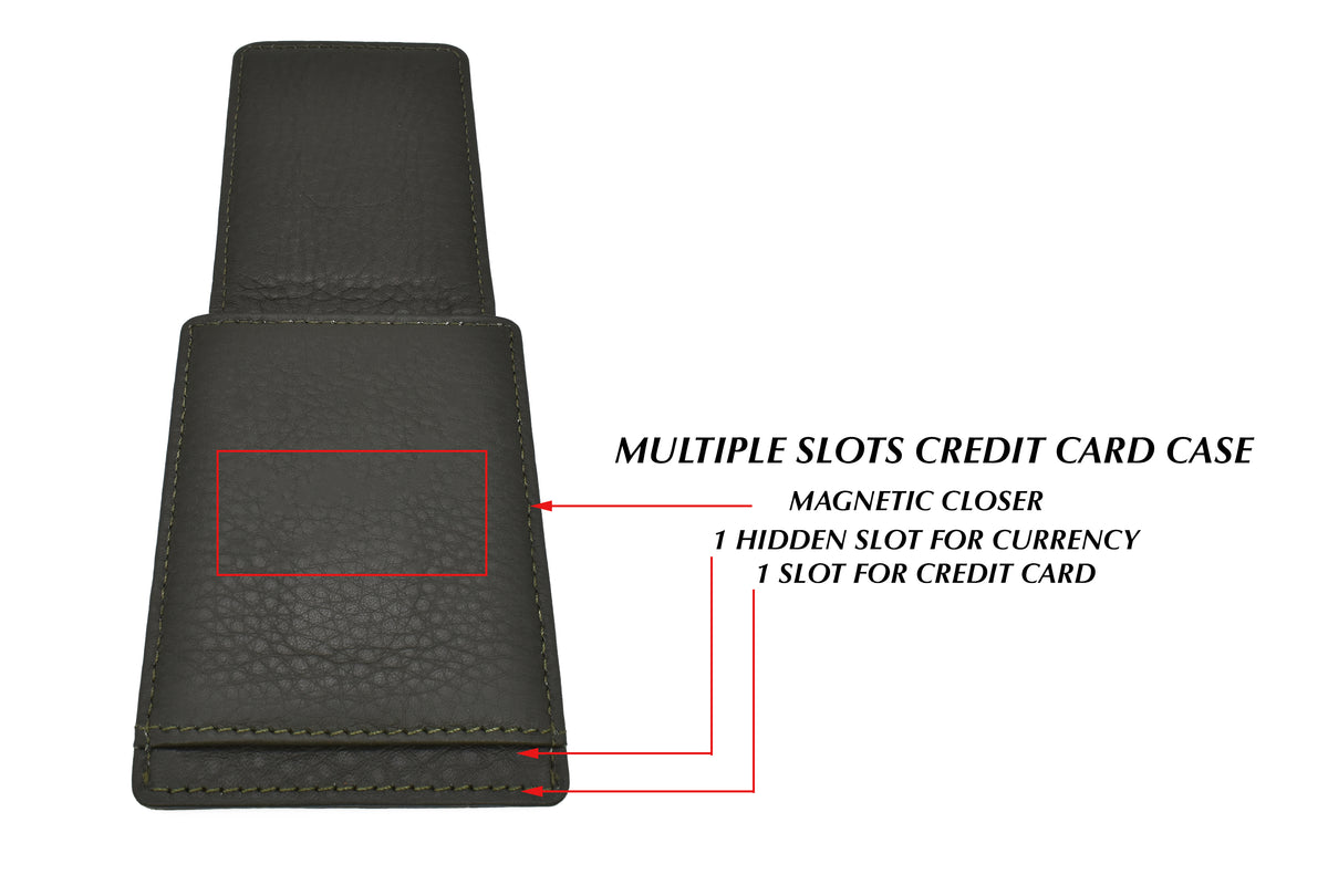 Credit Card Case And Magnetic Money Clip-Green