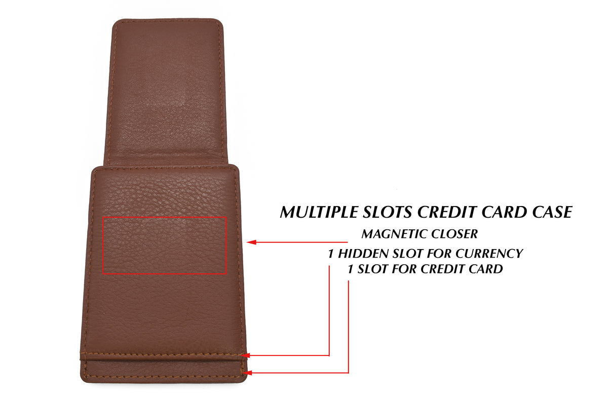 Credit Card Case And Magnetic Money Clip-Tan