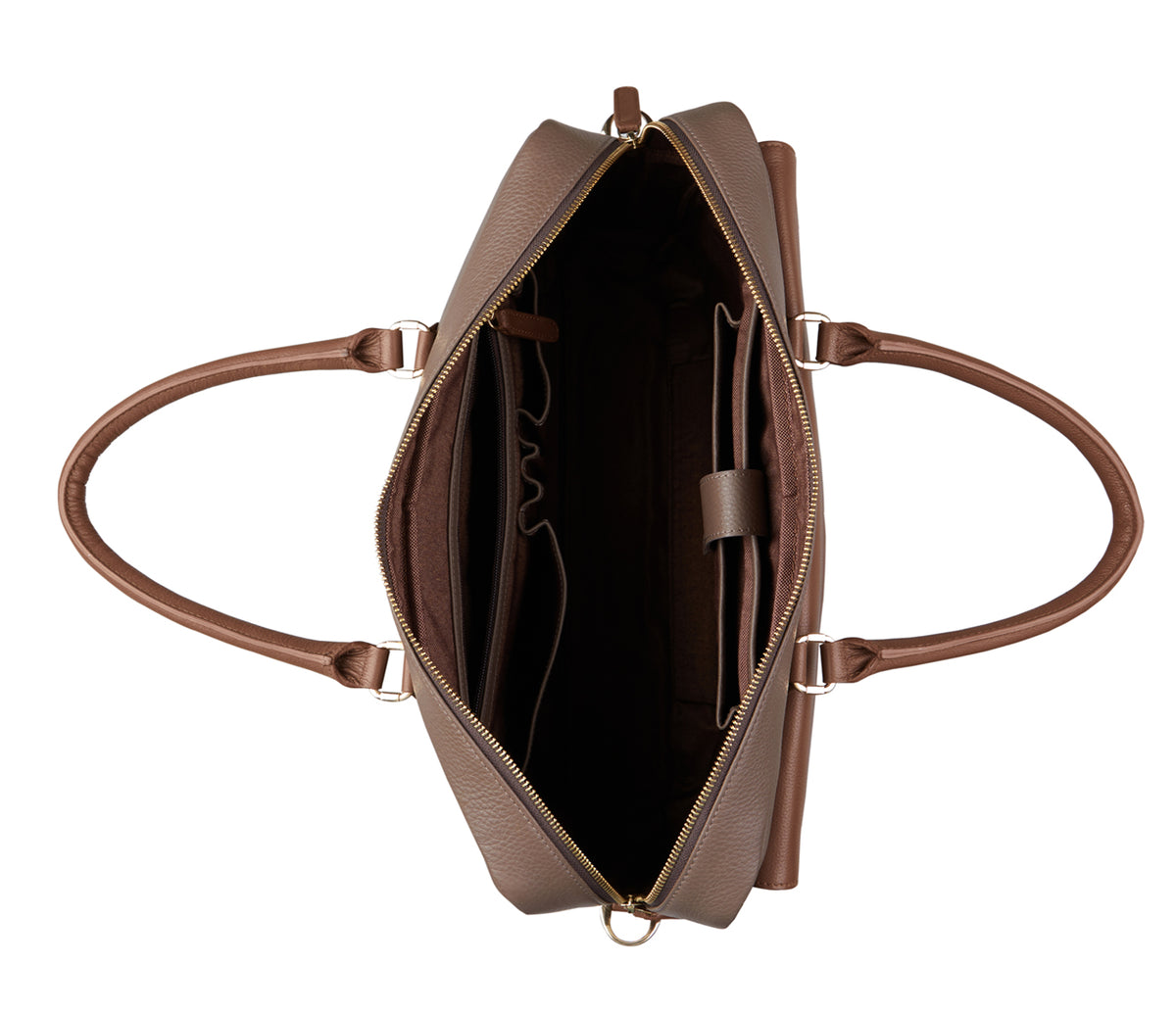 Chris Laptop And Portfolio Bag In Genuine Leather-Tope