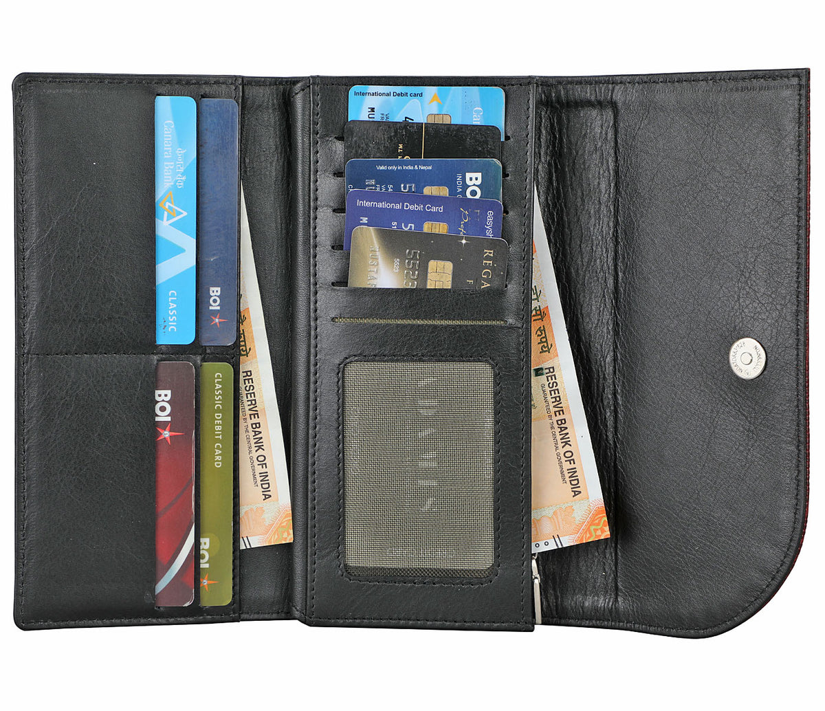 Evelyn Womens Wallet-Wine/Black