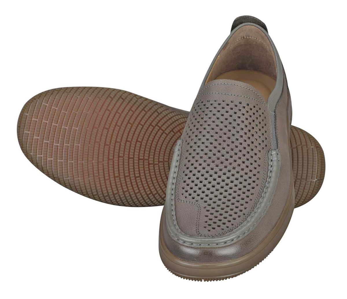 Moccasin In Soft Punched Leather - Khaki