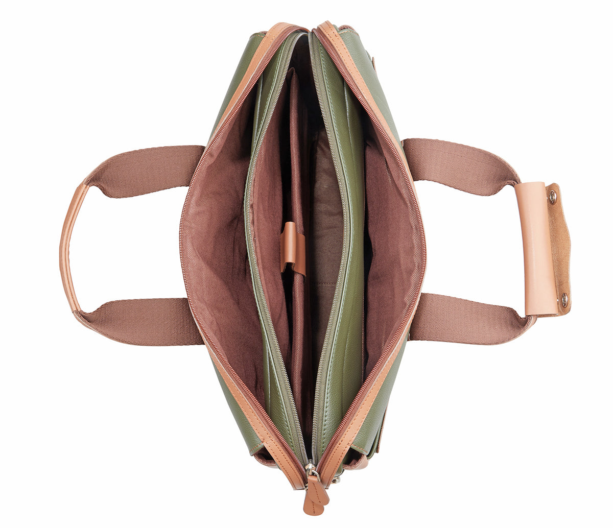 Henry Laptop, Portfolio Bag - Green / Tan