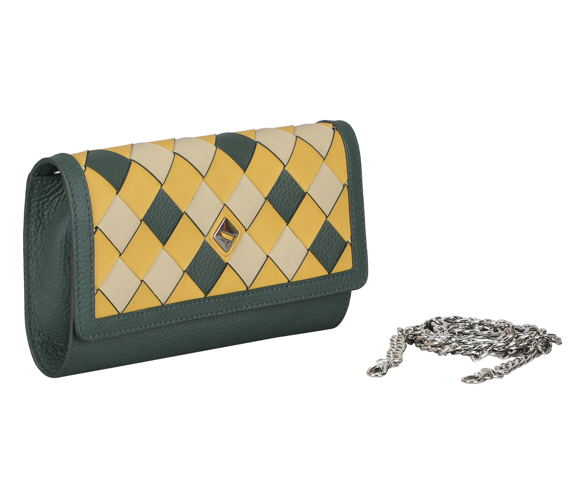 Antonella Clutch And Sling Bag - Green