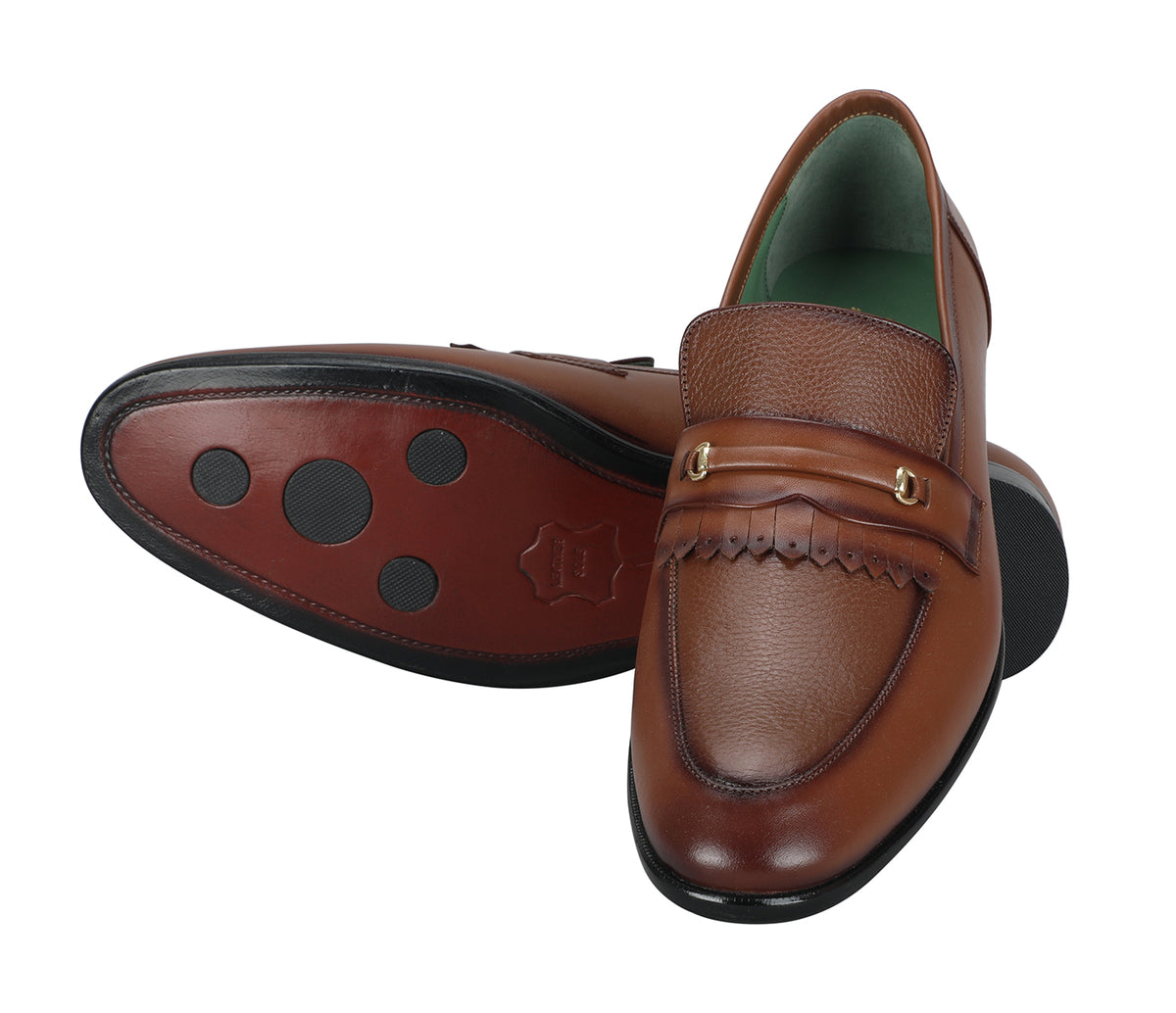 Loafer with Centre Frill and Ornament-Tan
