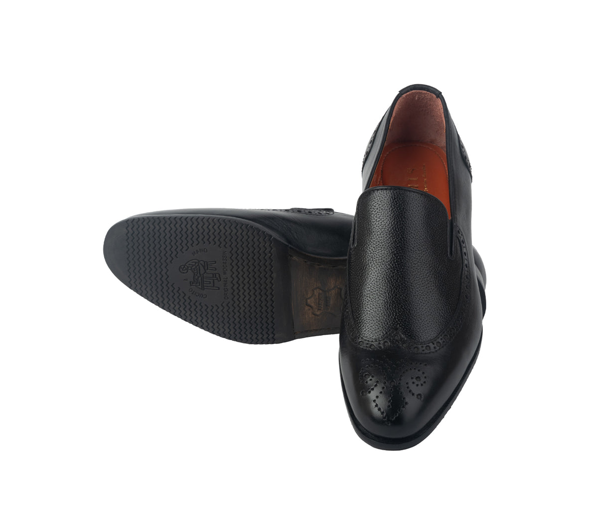 Loafer with Side Fitting Smooth Leather - Black