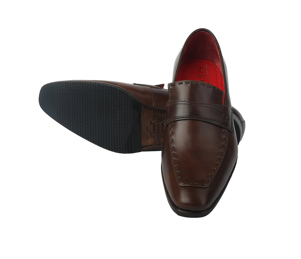 Loafer with Side Fitting Smooth Leather - Brown