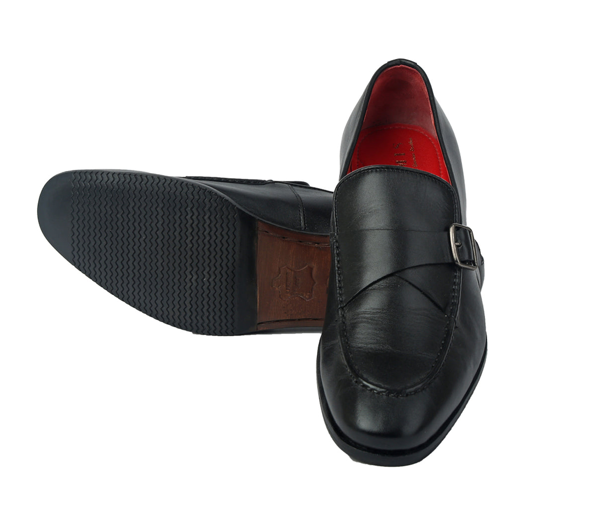 Loafer With Side Buckle - Black