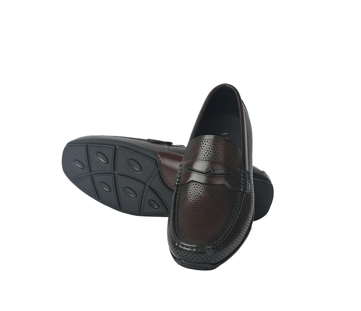 Moccasin in Soft Punched Leather - Brown