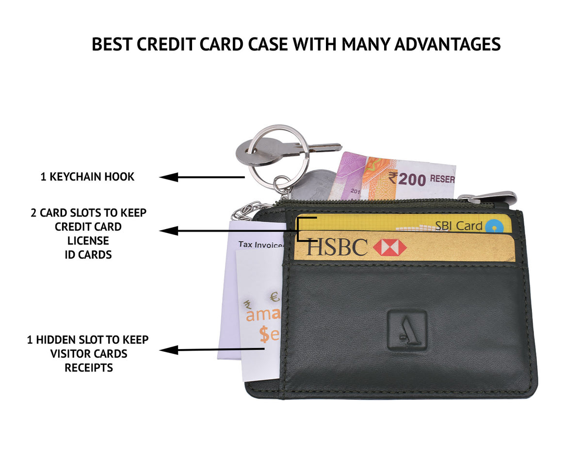 Credit Card Case With Coin Purse - Green