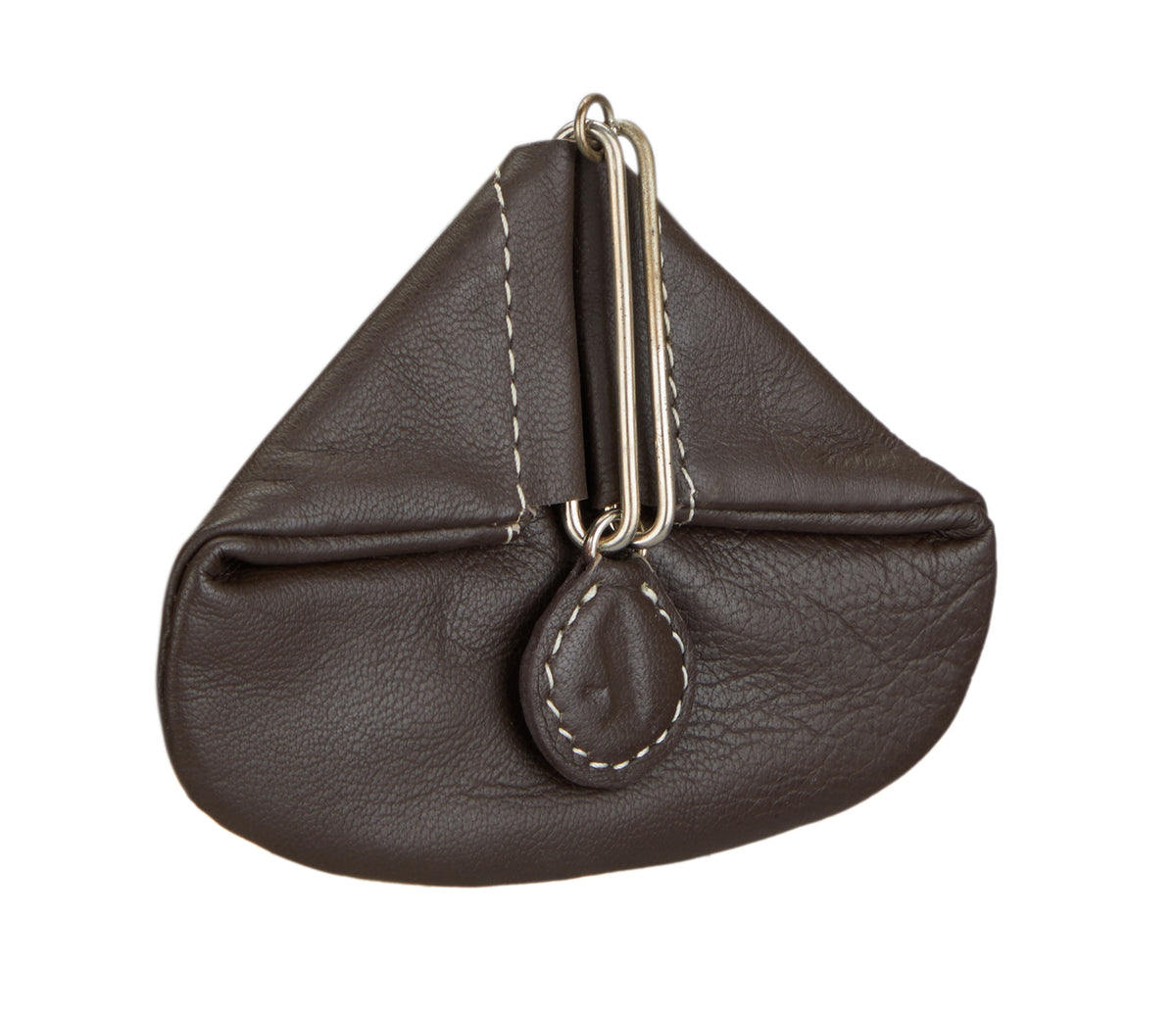 Triangular Shape Mini Coin Purse - Brown