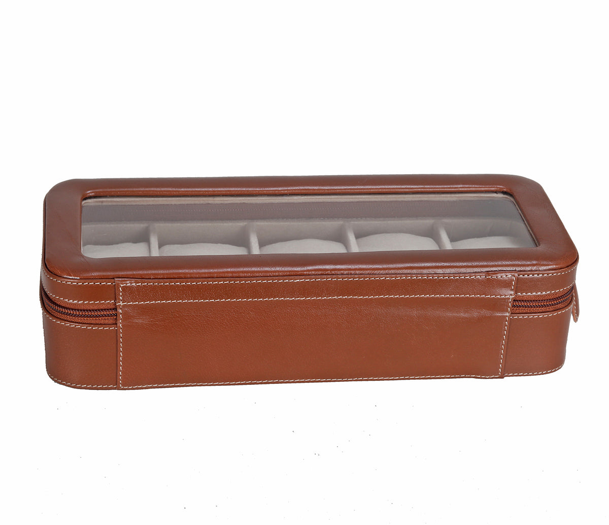 Watch case to hold 5 watches - Tan