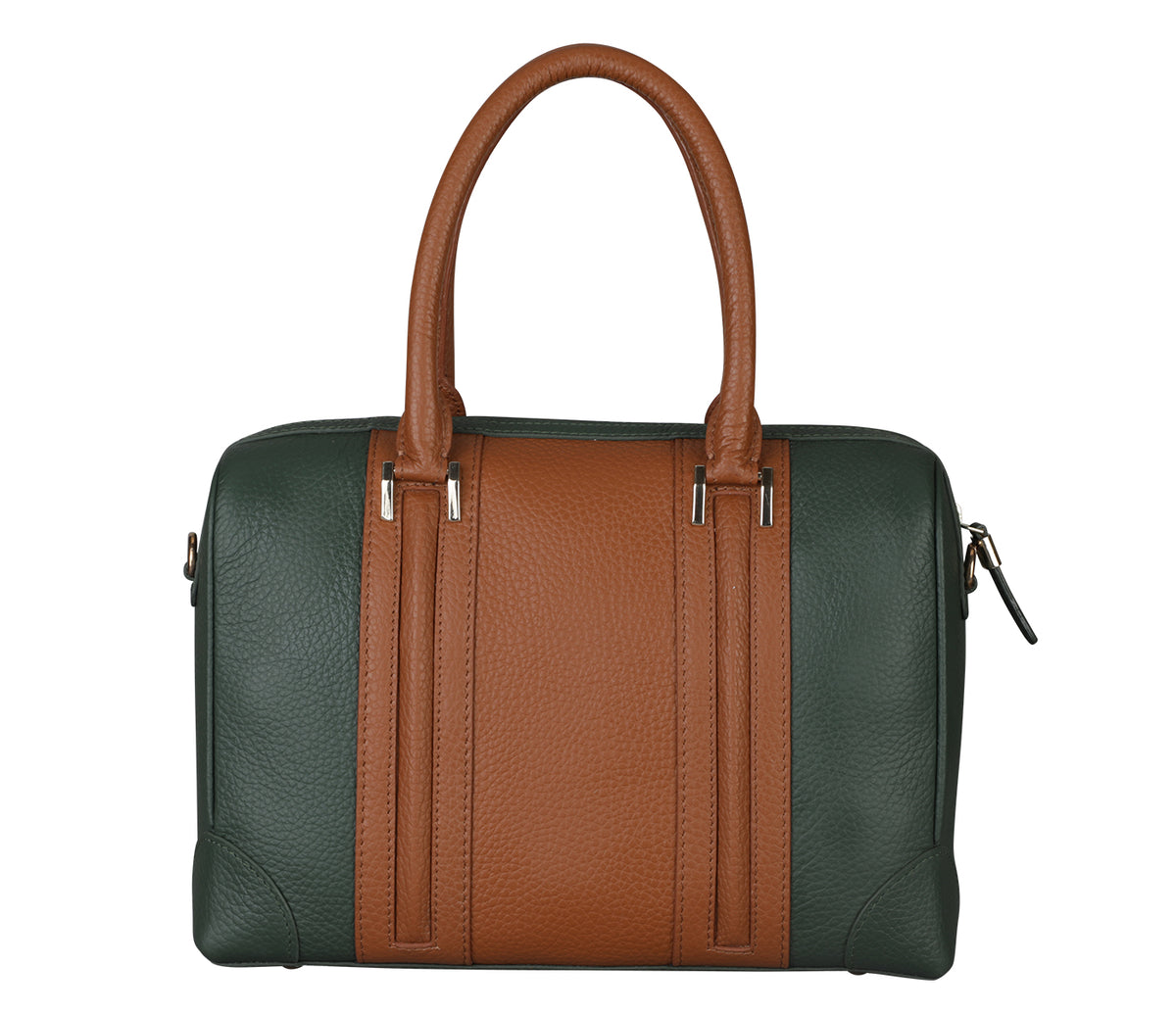 Christa Shoulder Work Bag - Green / Tan