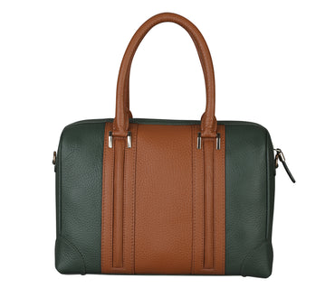 Christa Shoulder Work Bag - Green / Tan