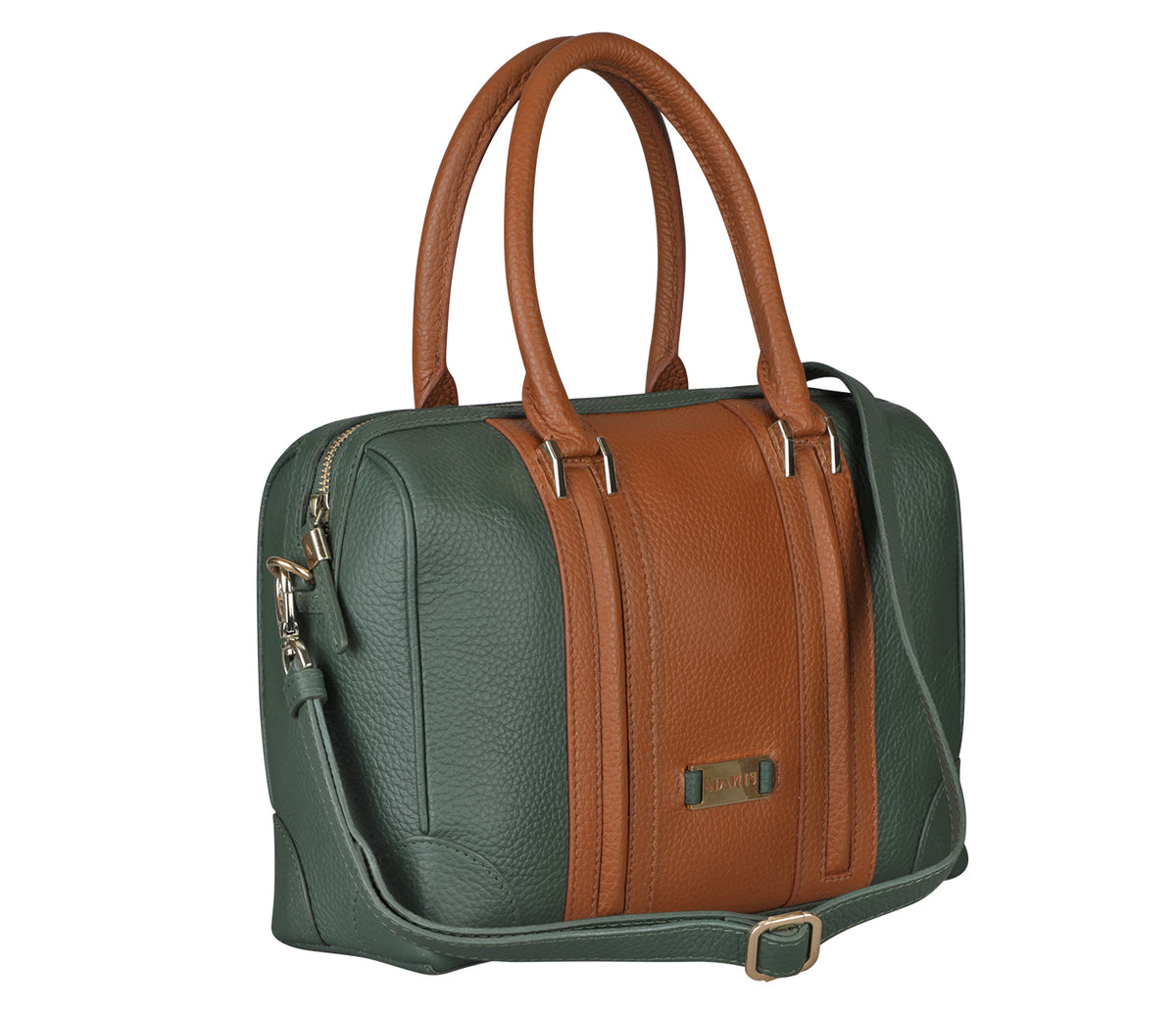 Christa Shoulder Work Bag - Green / Tan