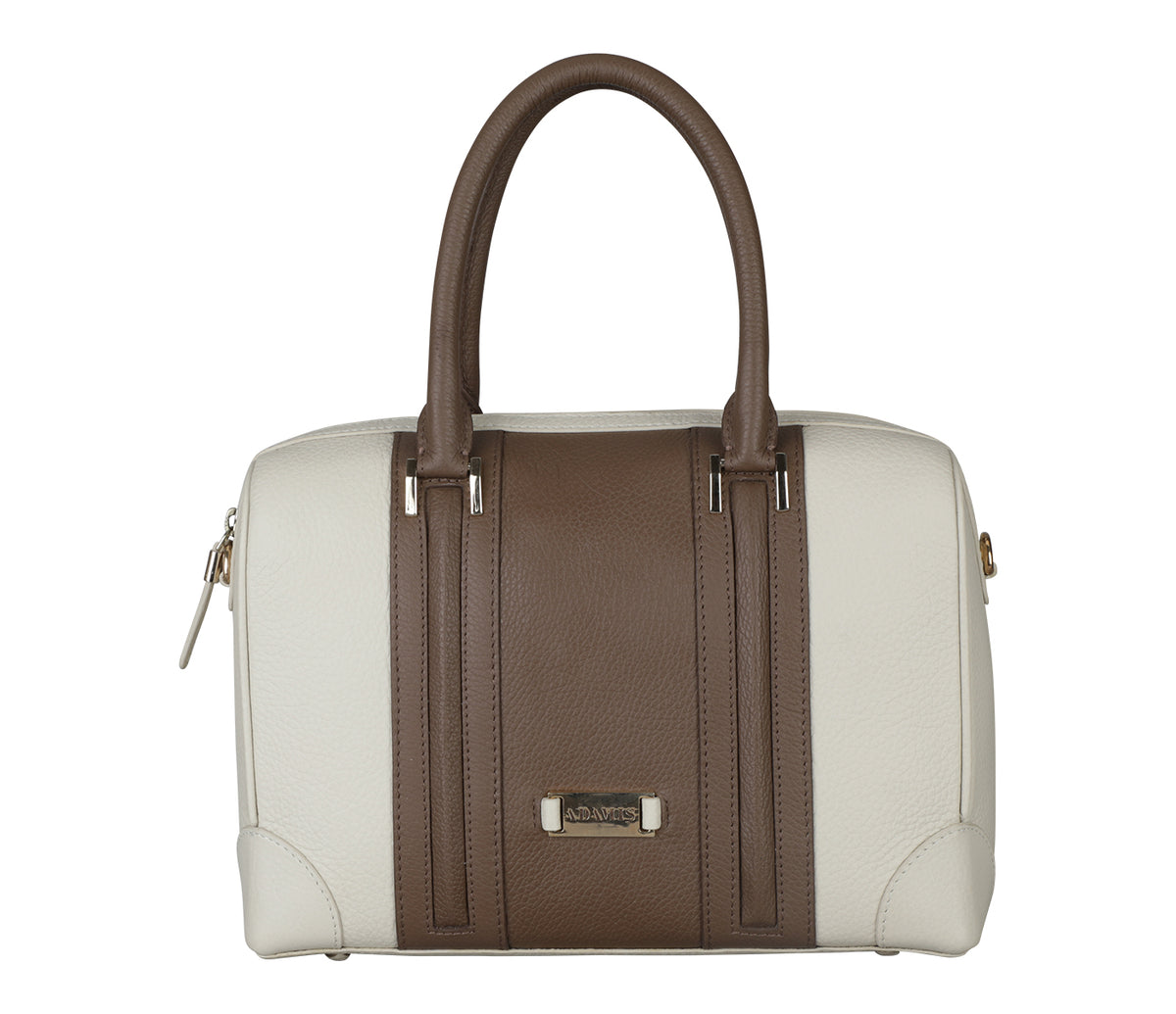 Christa Shoulder Work Bag - Offwhite / Brown