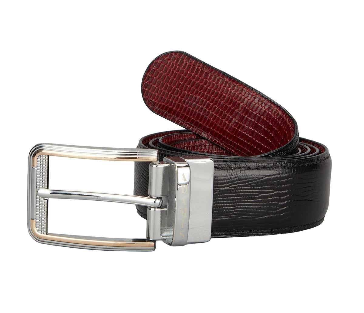 Men's Stylish Belt in Genuine Leather - Black/Wine