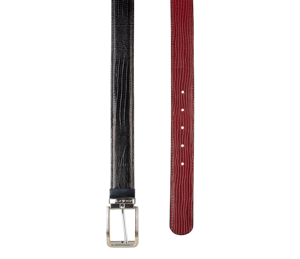 Men's Stylish Belt in Genuine Leather - Black/Wine
