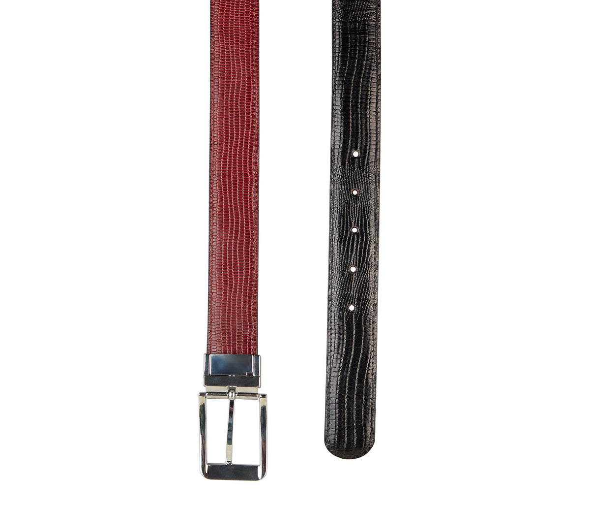 Men's Stylish Belt in Genuine Leather - Black/Wine