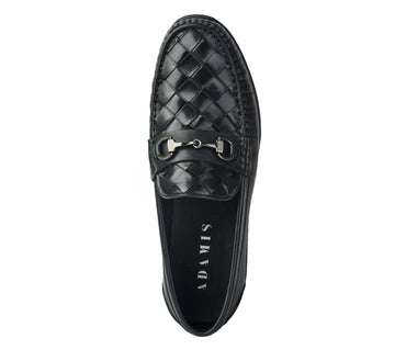 Weaved Look Moccasin With Metal Bit - Black