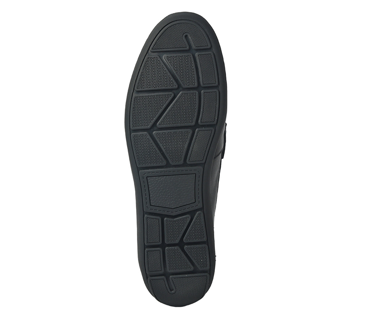 Weaved Look Moccasin With Metal Bit - Black