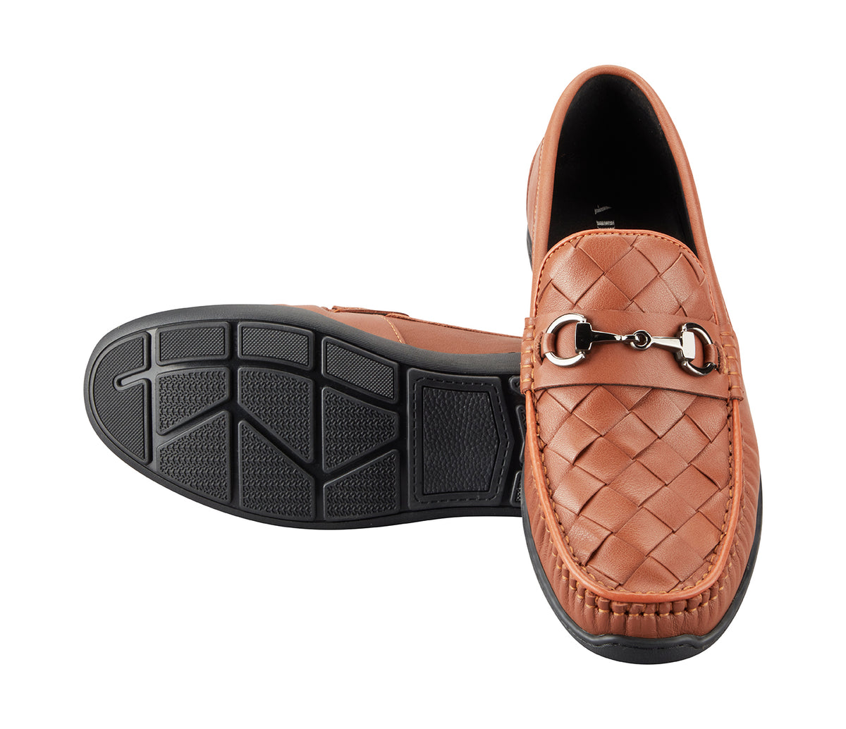 Weaved Look Moccasin With Metal Bit - Tan