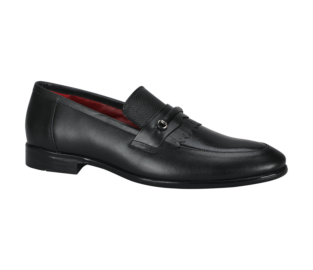 Loafer with Centre Frill and Ornament - Black