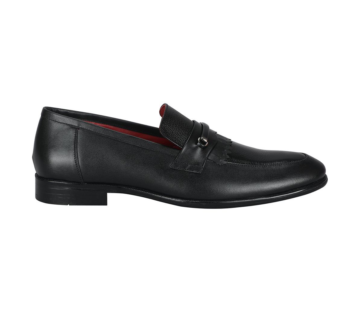 Loafer with Centre Frill and Ornament - Black