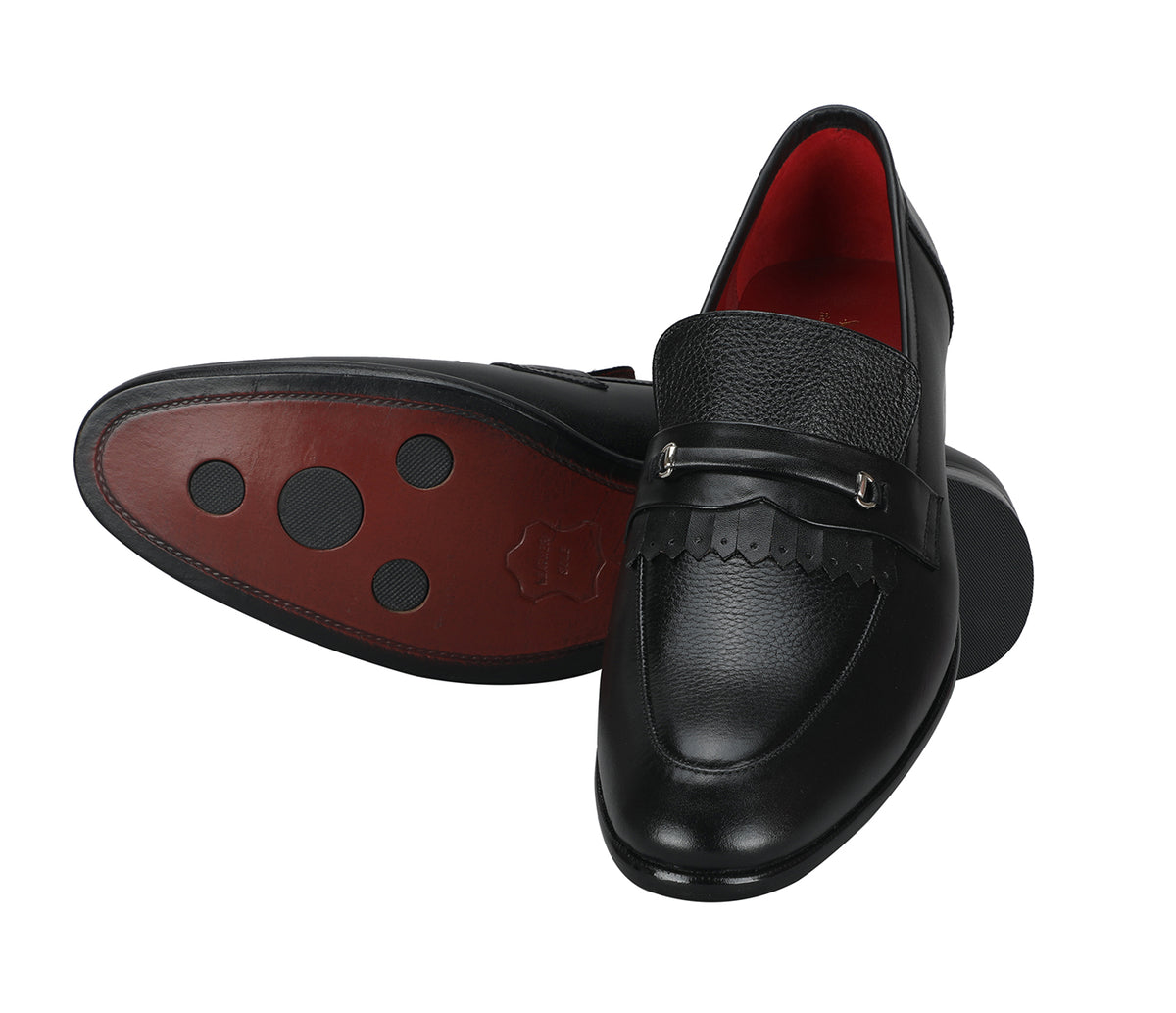Loafer with Centre Frill and Ornament - Black