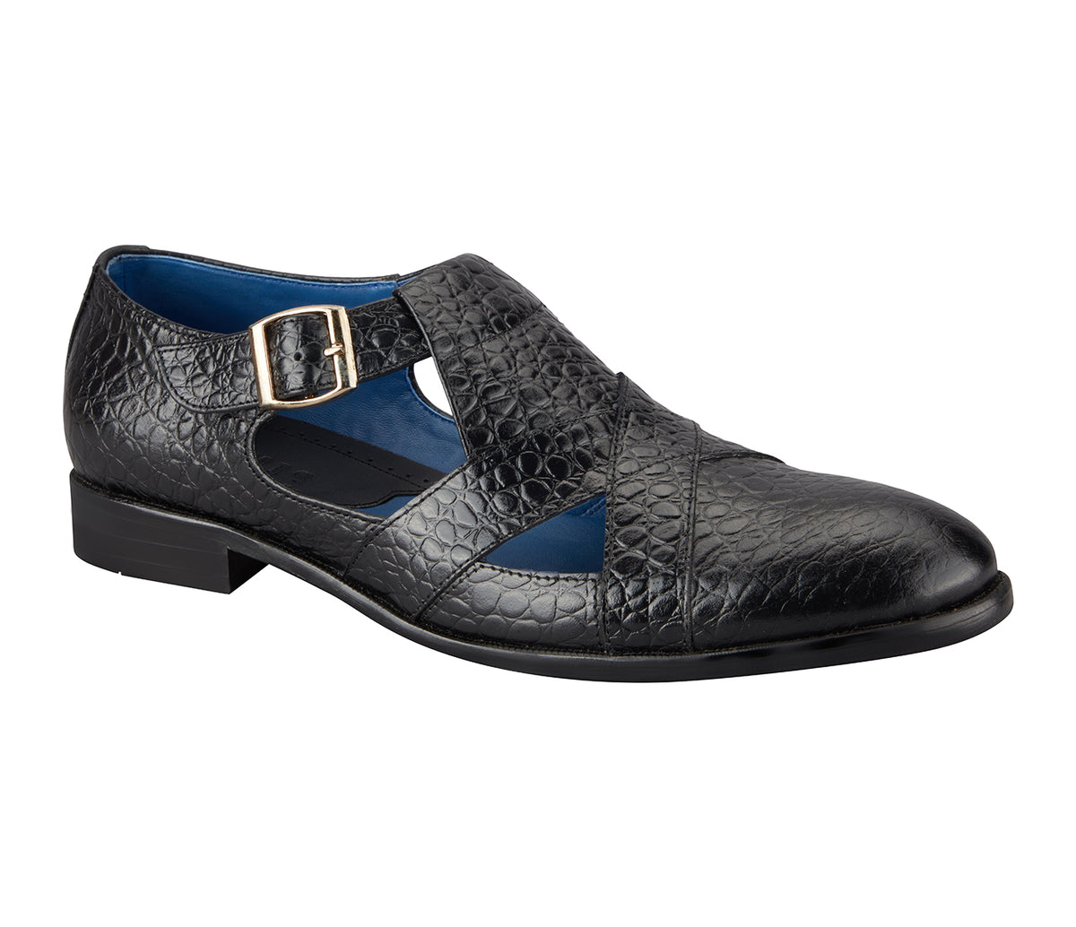 Sandal with Side Adjustable Buckle - Black