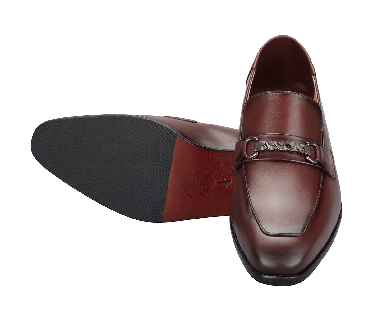 Loafer with Centre Ornament - Wine