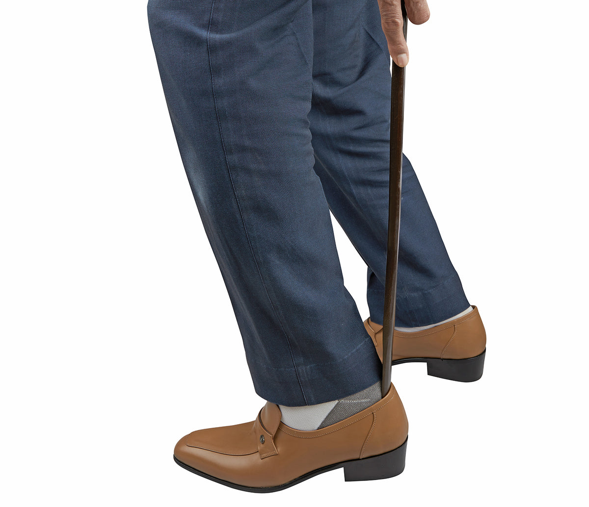 Shoe Horn In Beautiful Wood Finish With Adamis Signature-Brown