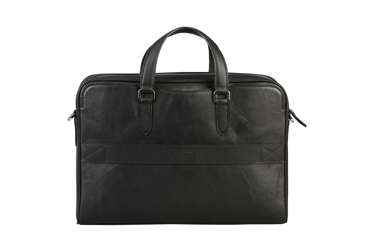 Antonio Laptop, Portfolio Office Executive Bag in Genuine Leather - Black