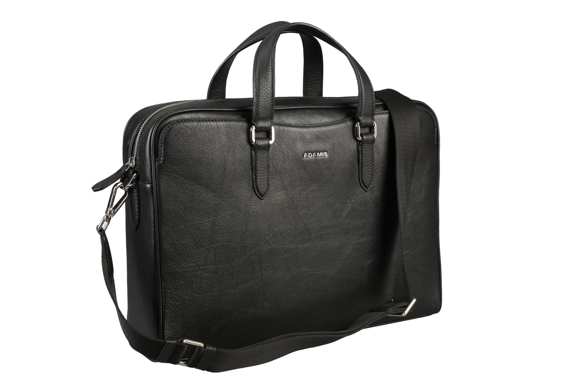 Antonio Laptop, Portfolio Office Executive Bag in Genuine Leather - Black