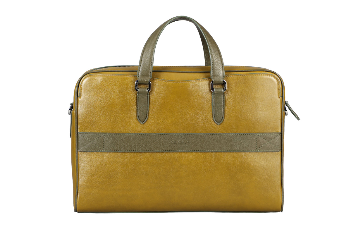 Antonio Laptop, Portfolio Office Executive Bag in Genuine Leather - Lt. Green