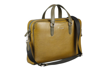 Antonio Laptop, Portfolio Office Executive Bag in Genuine Leather - Lt. Green
