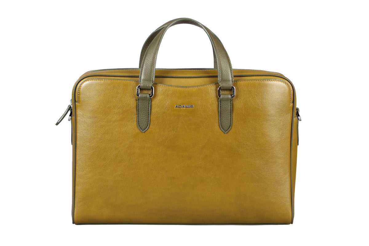 Jorge Laptop, Portfolio Office Executive Bag in Genuine Leather - Lt. Green