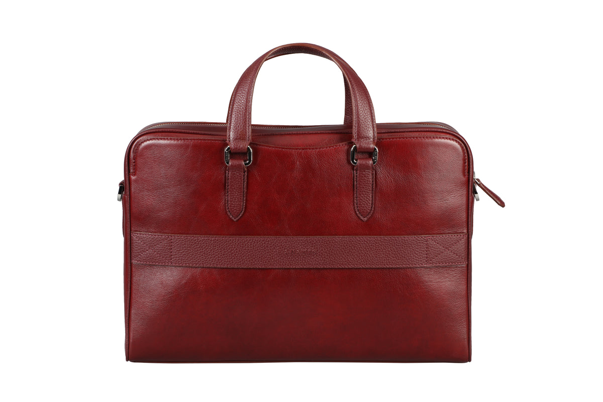 Antonio Laptop, Portfolio Office Executive Bag in Genuine Leather - Brown