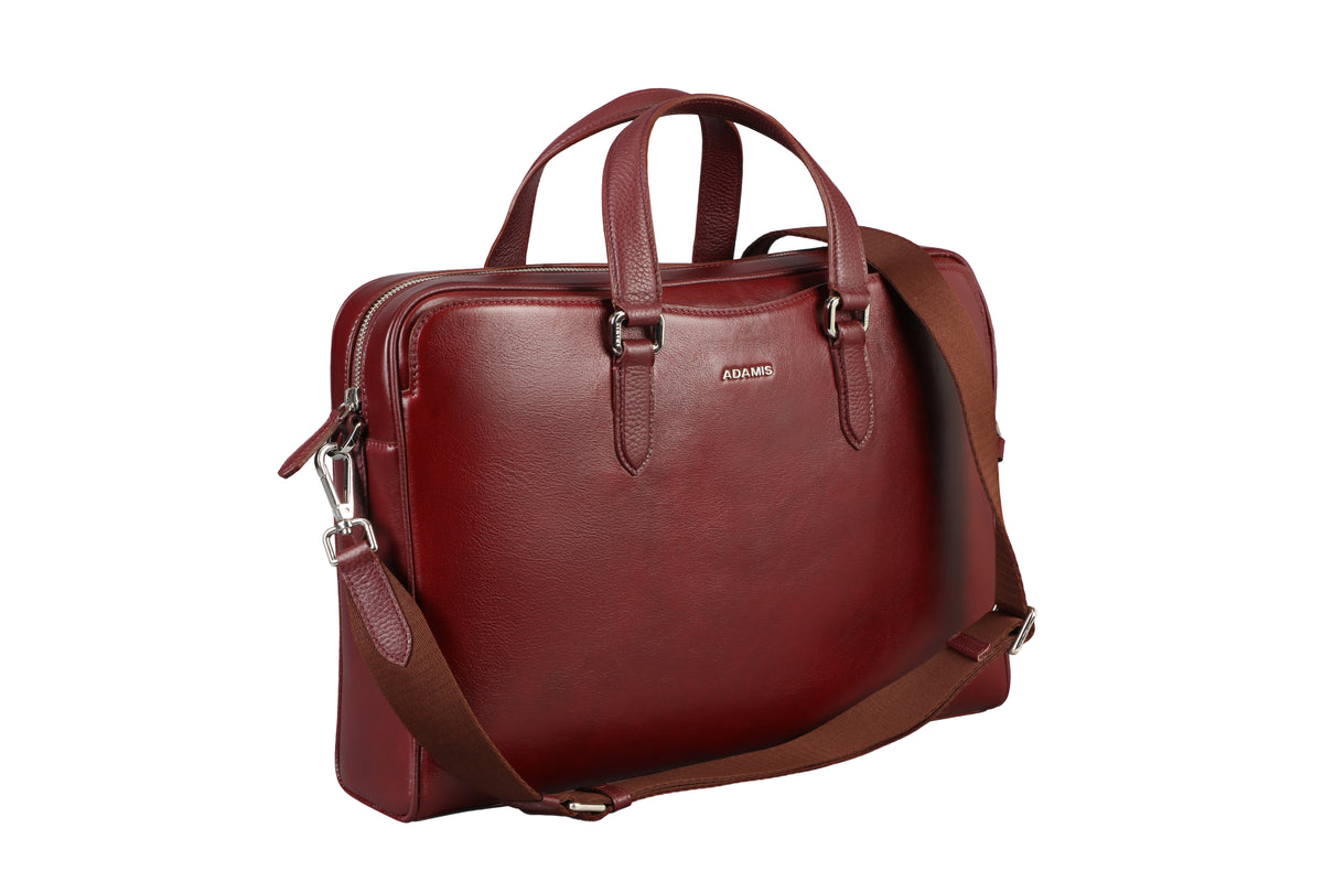 Antonio Laptop, Portfolio Office Executive Bag in Genuine Leather - Brown