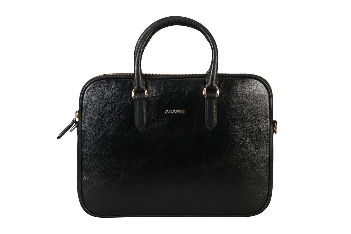 Jorge Laptop, Portfolio Office Executive Bag in Genuine Leather - Black