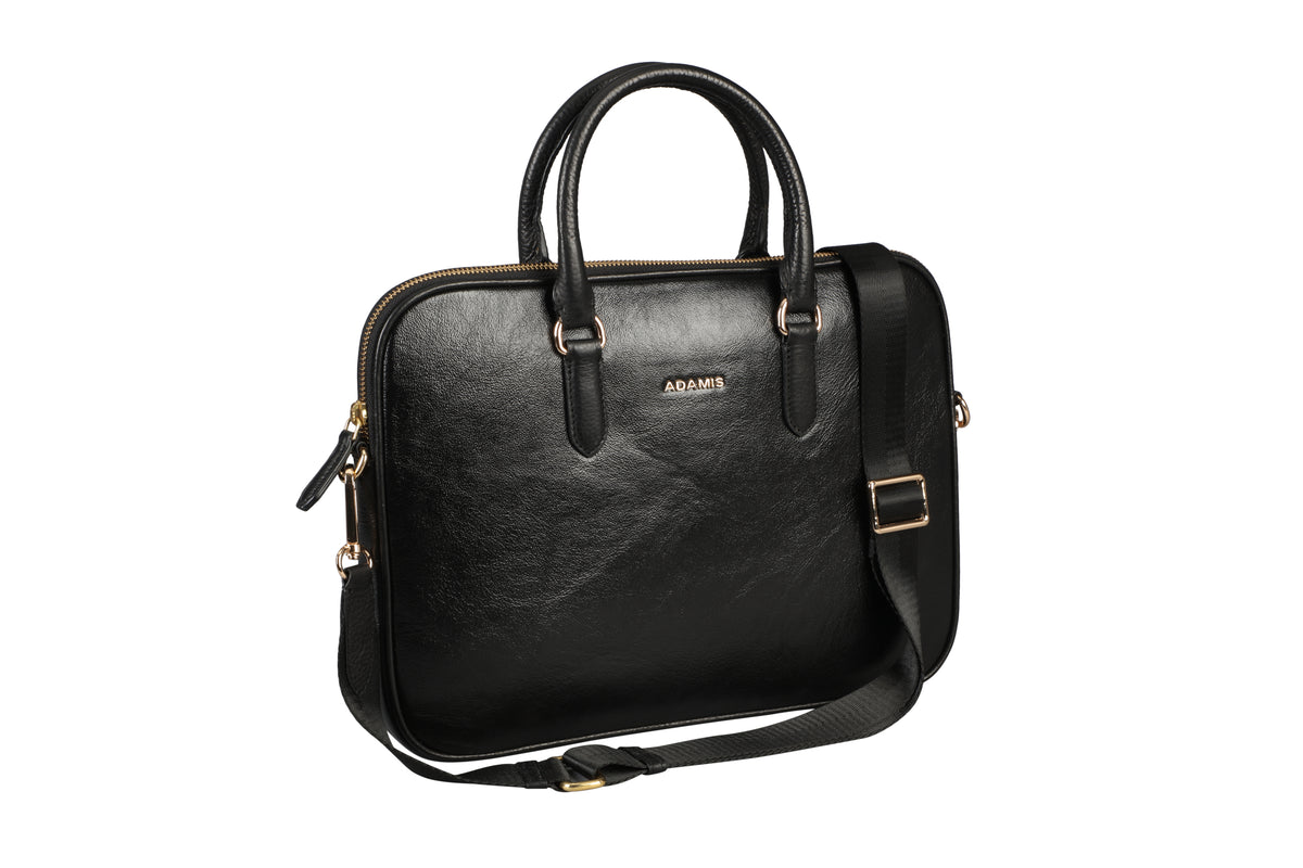 Jorge Laptop, Portfolio Office Executive Bag in Genuine Leather - Black