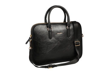 Jorge Laptop, Portfolio Office Executive Bag in Genuine Leather - Black