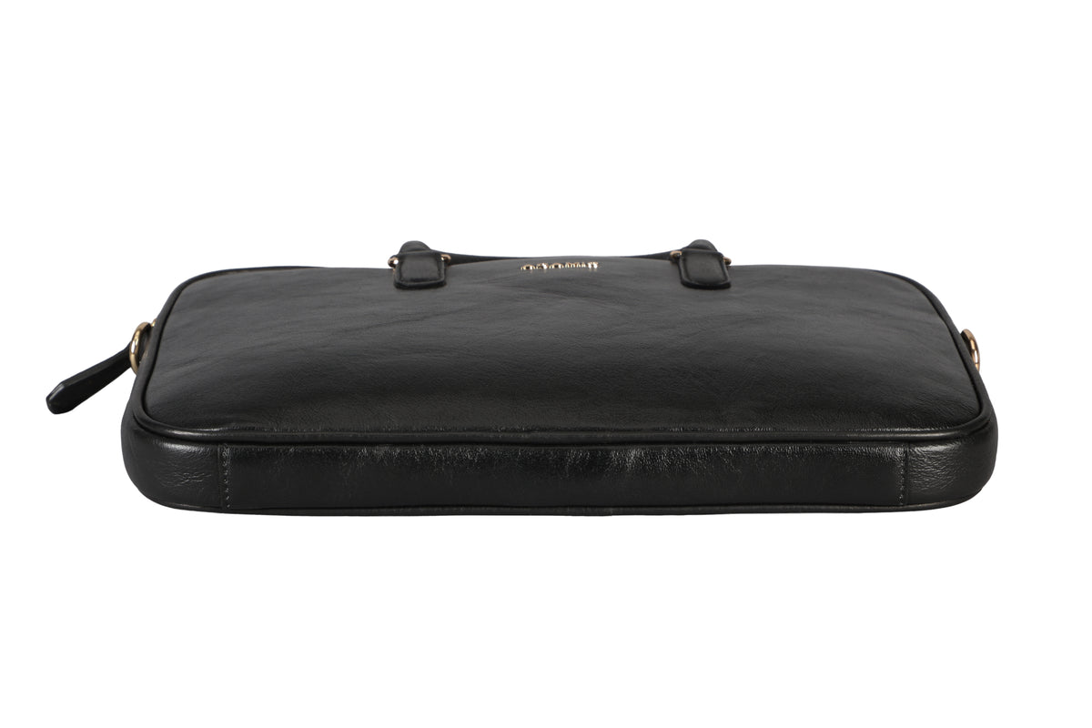 Jorge Laptop, Portfolio Office Executive Bag in Genuine Leather - Black