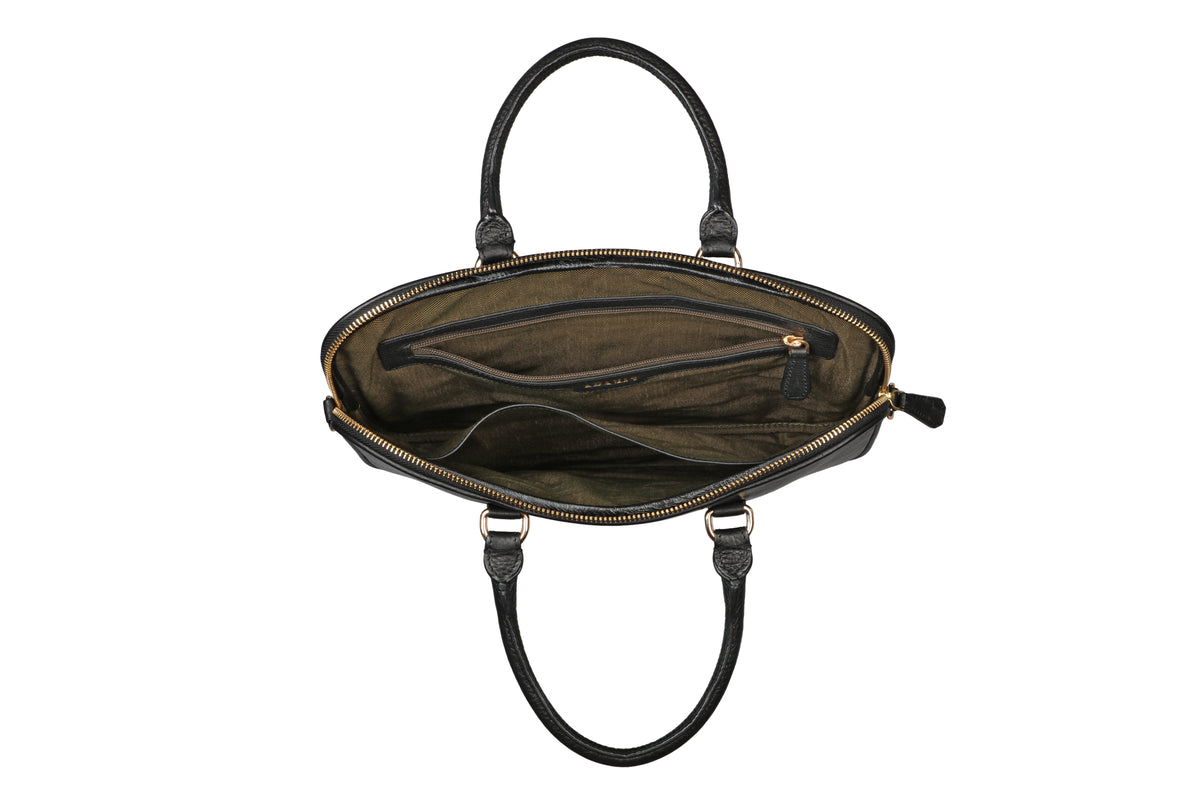 Jorge Laptop, Portfolio Office Executive Bag in Genuine Leather - Black